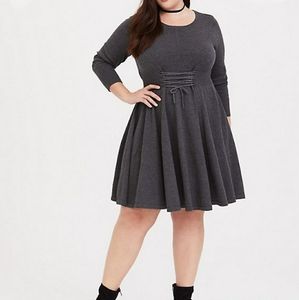 Torrid Corset Waist Sweater Dress in Charcoal
